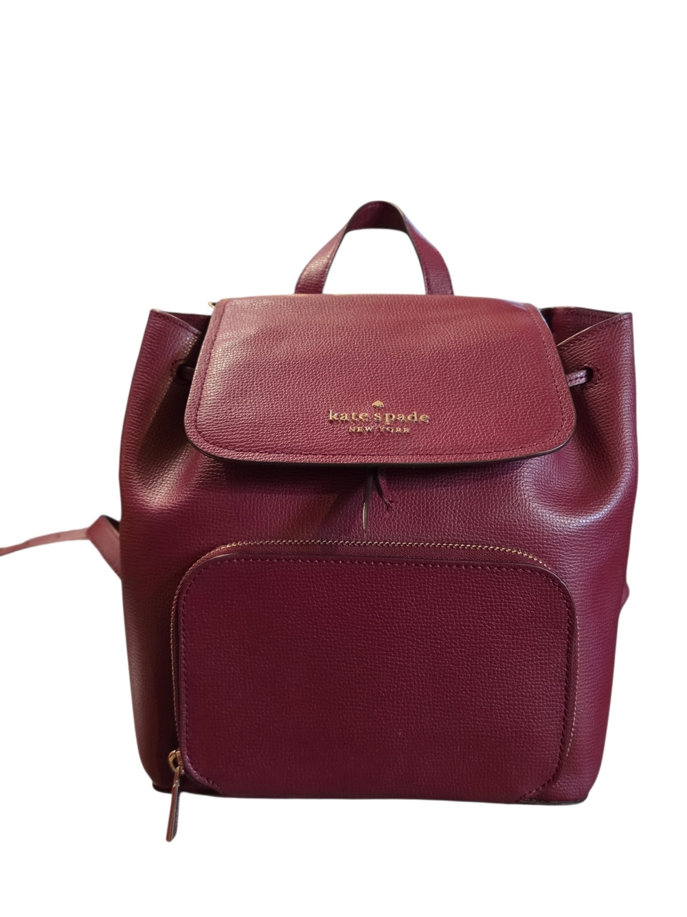 Kate Spade Wine Burgundy Purse Backpack Bag Darcy Flap Pebbled Leather EUC